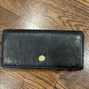 Bosca vintage Black Leather Wallet with Gold Accent